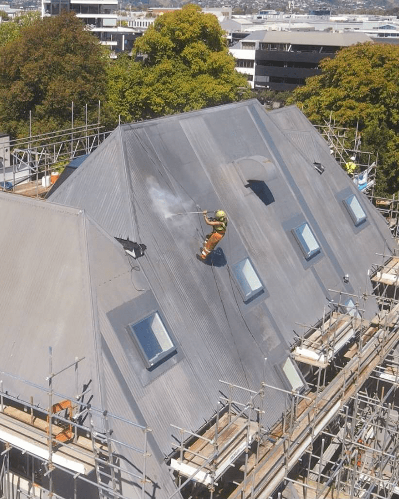 Apartment building roof